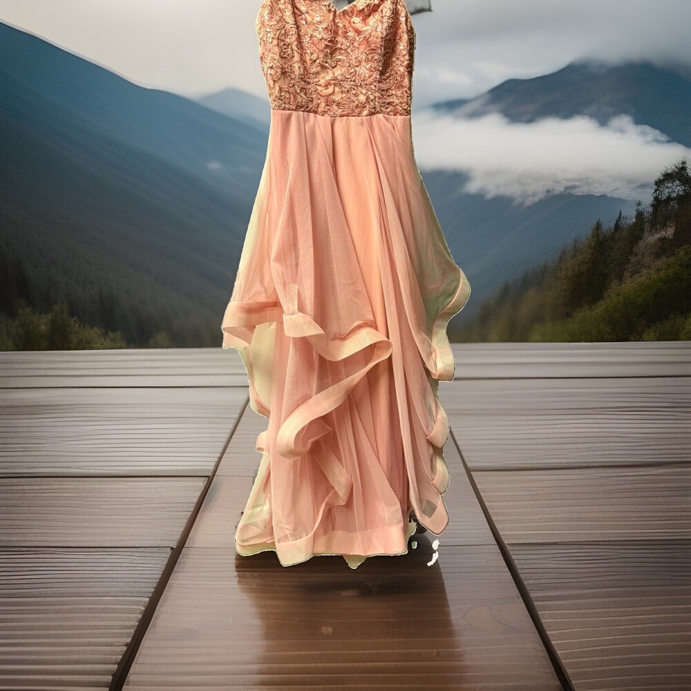 Blush Pink Sweetheart Sleeveless A-Line Full-Length Tulle Lace Beaded Dress